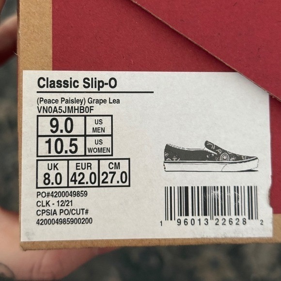 Vans Classic Slip On Womens Olive Green Peace Paisley Low Top Sneakers NEW 10.5 - Picture 9 of 9